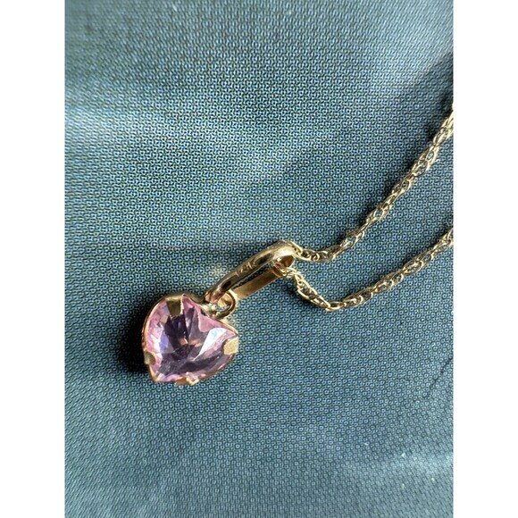 14K Solid Gold Minimalist 19” Chain 0.7mm with Dainty Pink Zircon Pendant - Picture 4 of 15